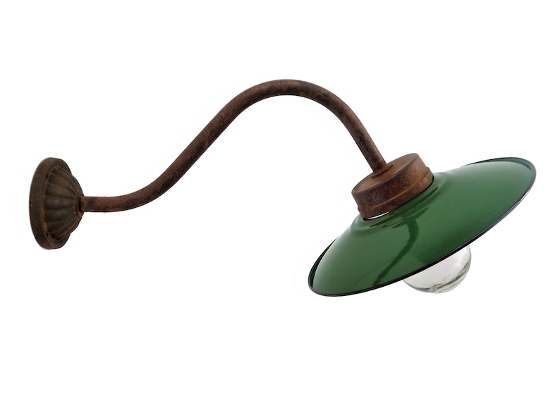 French barn light with enamel shade | Wall light| Exterior light| Green