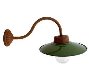 French Barn light with enamel shade. - Gooseneck