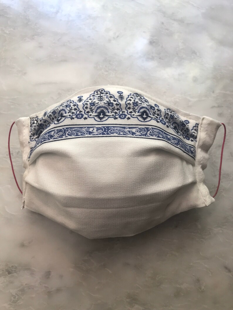 Download Bohemian blue on white soft lightweight face mask nose ...