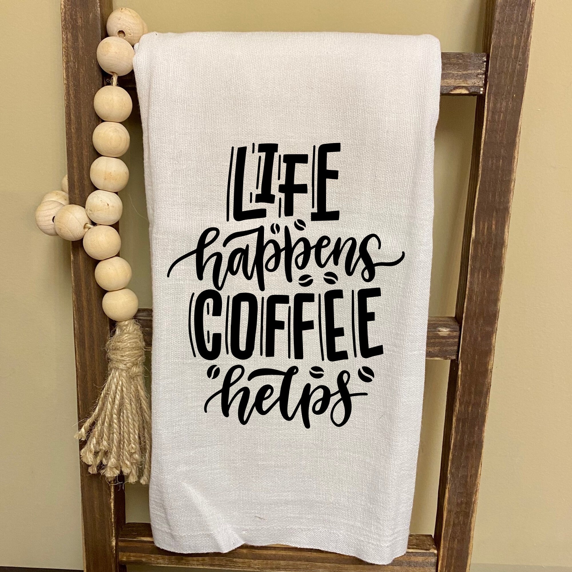 Coffee Tea Towel Coffee Bar Decor Personalized Tea Towel Etsy