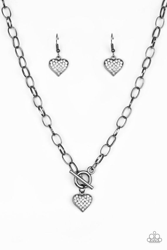 Gunmetal heart necklace paparazzi discount