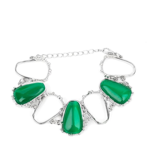 Paparazzi Jewelry, Green Bracelet, Yacht Club Courture, Green Moonstone Lobster Clasp Bracelet