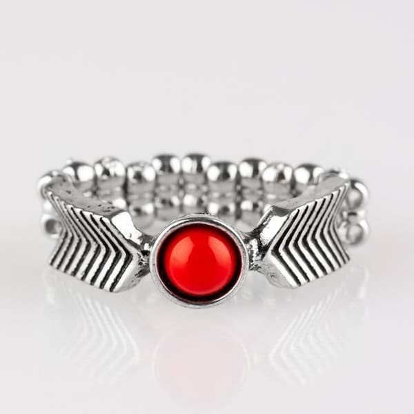 Paparazzi Jewelry, Red Stretchy Ring, Awesomely Arrow-Dynamic Petite Narrow Band Ring