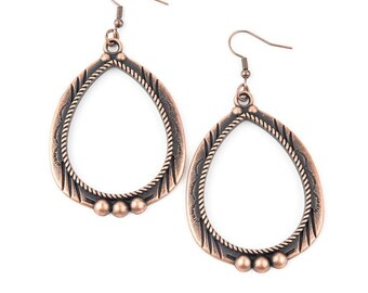 Paparazzi Jewelry, Copper Earrings, Terra Topography, Statement Earrings