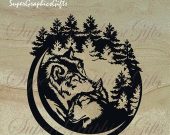Wolf SVG,Wolf cricut,Wolves svg,DXF files for plasma,Laser cut files,CNC router files,Papercut template Wall decor Iron on transfer