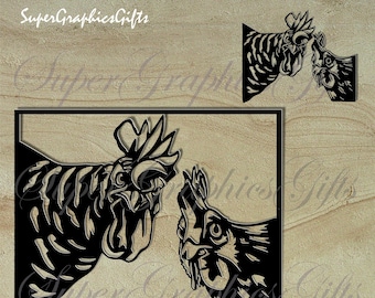 Peeking Rooster SVG | Farm Life Silhouette DXF for Cricut/Laser Cut|Chicken Vinyl Shirt Design for Iron On |Precision CNC/Plasma Vector File