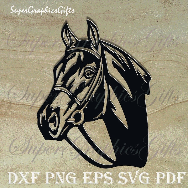 Cheval tête svg, cheval SVG, svg western, cheval dxf, pochoir cheval, cheval png, silhouette d’un cheval, cheval clipart, fichiers svg cheval, fichier dxf