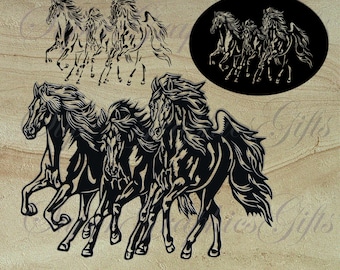 Wild running horses svg, laser cut DXF CNC files (digital download)horse svg,running horses,wild horses,mustang svg,DXF files for plasma