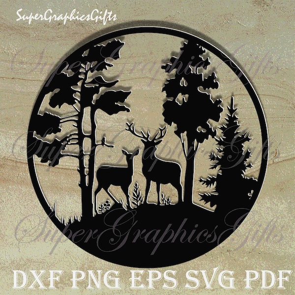 Cerf svg, usage Commercial Svg, cerf famille svg, svg de chasse, cerf clipart, silhouette de cerf, cerf chasse svg, svg renne, dxf pour plasma