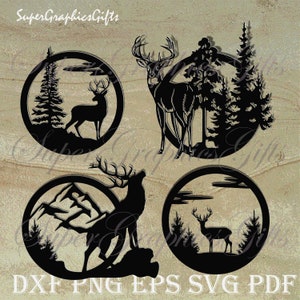 4 Hirsch Bündel Svg,Hirsch svg,Kommerzielle Nutzung Svg,Jagd svg,Hirsch Clipart,Hirsch Silhouette,Hirsch Jagd svg,Rentier svg,cnc,Metall Wandkunst
