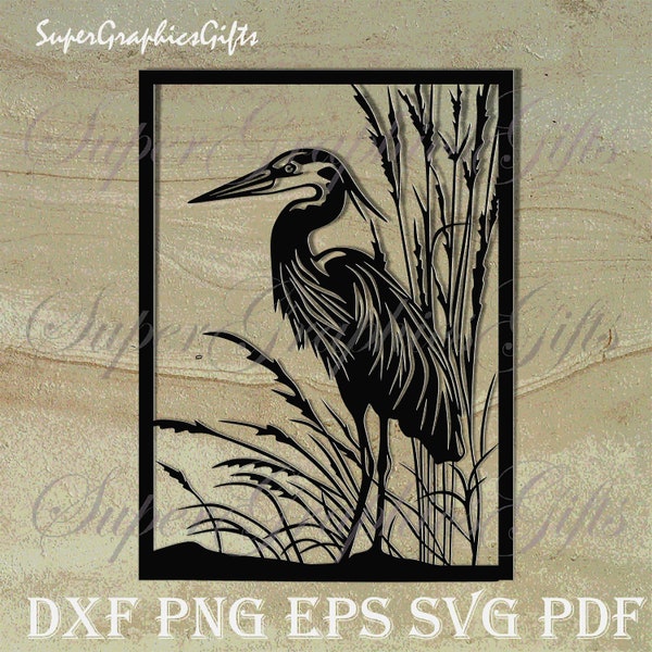 Heron silhouette,blue heron svg Bird svg,laser svg Engraver Vector Plasma/CNC file Iron on transfer Bird dxf Cricut Clipart laser cut file