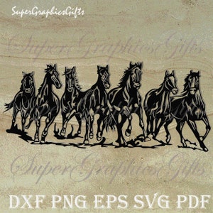 Pferd svg, laufende Pferde, wilde Pferde, Mustang svg, Western svg, Cowboy svg, Rodeo svg, Laser geschnittene Dateien DXF CNC-Datei, DXF-Dateien für Plasma