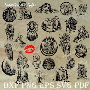 50 file DXF tagliati! SVG per cricut, file dxf per plasma, laser cnc, silhouette dxf, arte parete in legno, stencil fauna selvatica pannello metallico Waterjet