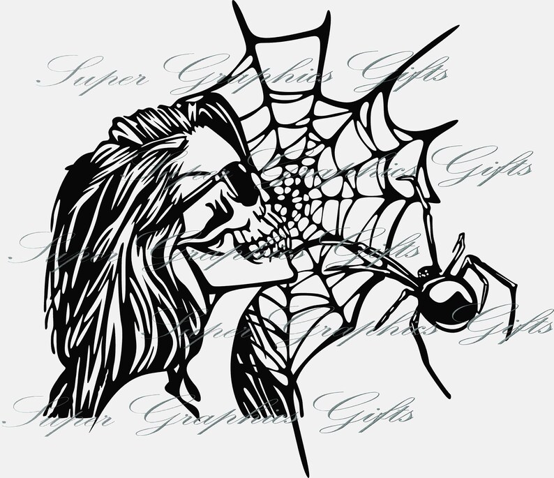 Download Halloween Svg woman's skull halloween spider halloween | Etsy