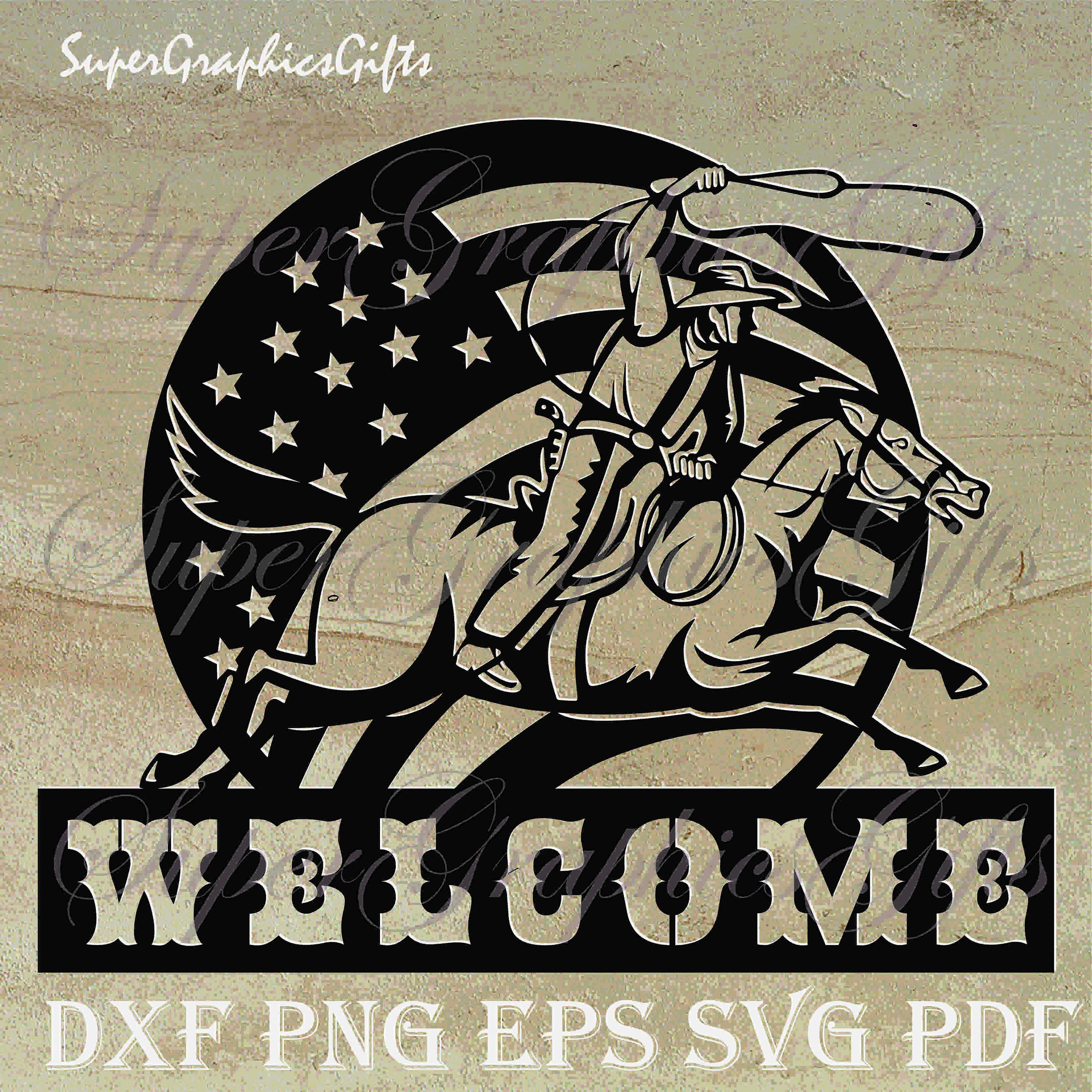 Welcome sign dxf Cowboy svg western svg american flag svg | Etsy
