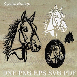 Pferdekopf Svg,Pferd Svg,Pferd Clipart,Pferd Silhouette,Pferd Plotterdatei,Laser cut files DXF CNC Datei,Laser cut files DXF,Iron on transfer DXF Dateien for plasma