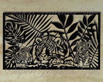 Tiger svg,tiger digital,tiger dxf,laser cnc file,tiger png,tiger silhouette,tiger print,jungle svg,tiger wall print,jungle animals  tigress