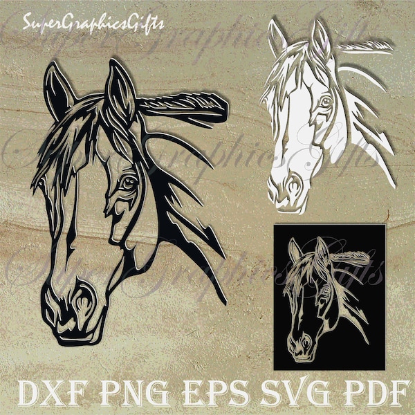 Horse Head Svg,Horse svg,Horse Clipart,Horse Silhouette,Horse Cut File,Laser cut files DXF CNC file, Iron on transfer DXF files for plasma