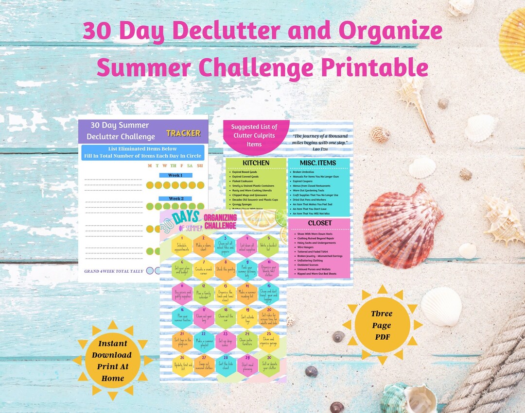 Declutter Tracker With Simple 30 Day Organizing Summer Challenge ...