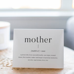 Mutter Definition | Muttertag Druckbare Karte | Mama Geburtstagskarte