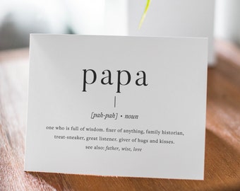 Papa Definition | Fathers Day Printable Card | Printable Birthday Card