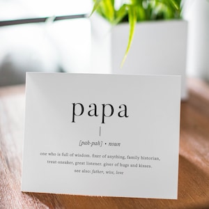 Papa Définition | Carte imprimable de la fête des Pères | Carte d'anniversaire imprimable