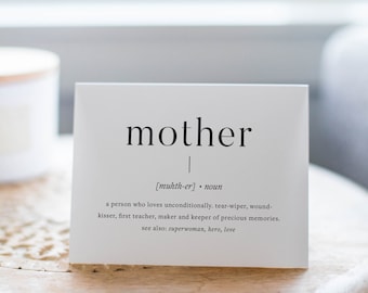 Mother Definition | Mothers Day Printable Card | Mom Birthday Card