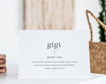 Gigi Definition | Mothers Day Printable Card | Birthday Card | Print at Home