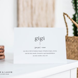 Gigi Definition | Muttertag Druckbare Karte | Geburtstagskarte | Druck zu Hause