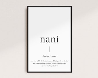 Nani Definition Print | Printable Wall Art