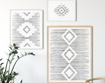 Aztec Gallery Wall Set | Southwestern Decor | Printable Set of 3 Wall Art