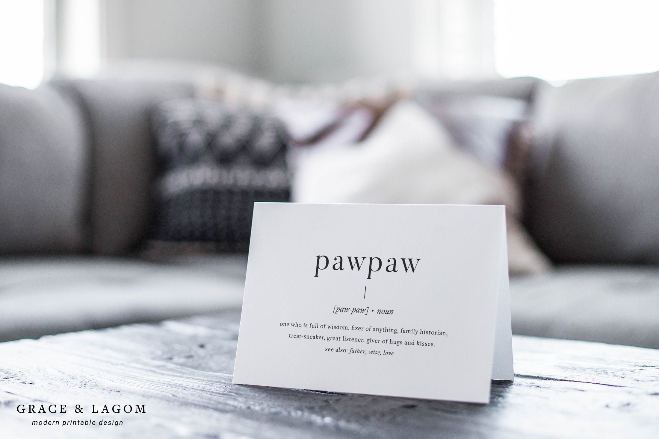 Pawpaw Definition Fathers Day Printable Card Printable Birthday Card Etsy