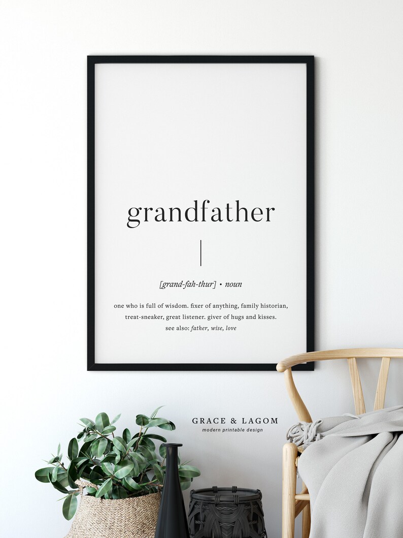 Grandfather Definition Printable Wall Art Fathers Day Gift Etsy
