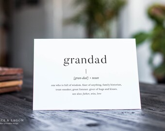 Grandad Definition | Fathers Day Printable Card | Printable Birthday Card