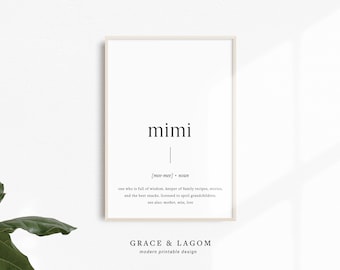 Mimi Definition | Printable Wall Art | Mothers Day Gift | Grandparents Day