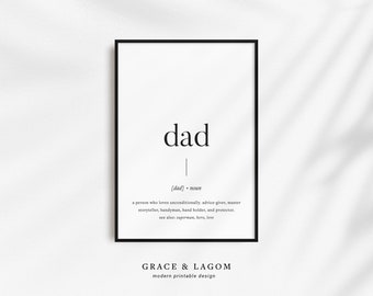 Dad Definition | Printable Wall Art | First Fathers Day Gift | Dad Birthday Gift