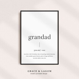 Grandad Definition | Printable Wall Art | Fathers Day Gift for Grandpa | Grandpa Gift | Pregnancy Announcement Gift Grandpa