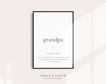 Grandpa Definition | Printable Wall Art | Fathers Day Gift for Grandpa | Grandpa Gift | Pregnancy Announcement Gift Grandpa