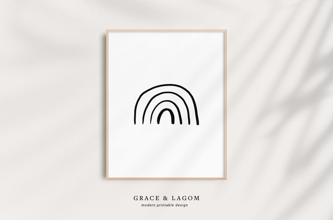 Black &amp; White Rainbow Wall Art | Printable Wall Art - Etsy