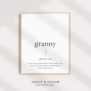 Oma Definition | Druckbare Wandkunst | Muttertagsgeschenk | Großelterntag