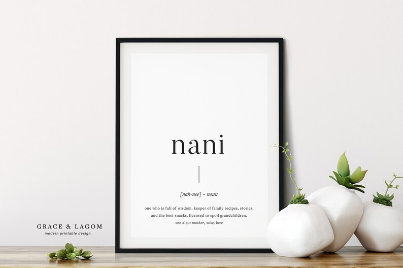 Nani Definition Print Printable Wall Art Etsy