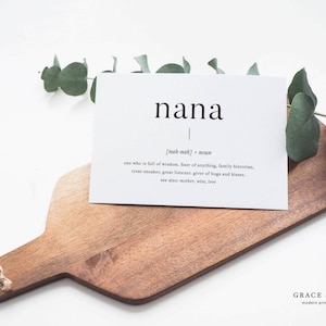Nana Definition | Muttertag Druckbare Karte | Geburtstagskarte | Druck zu Hause