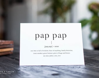 Pap Pap Definition | Fathers Day Printable Card | Printable Birthday Card