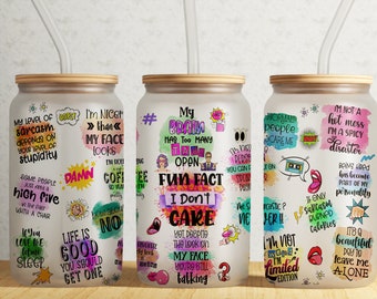 Sarcastic 16 oz Libbey Glass Can Tumbler Sublimation Design, Funny Sublimate Designs, Can Tumbler Design PNG, Libbey Cup, Sarcastic Quotes