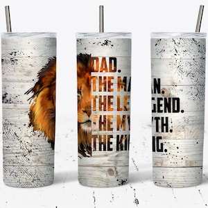 Vatertagsbecher, Papa Der Mann Die Legende Der Mythos Der König Tumbler Design Straight & Tapered Sublimation Wrap Design, Tumbler Wrap PNG