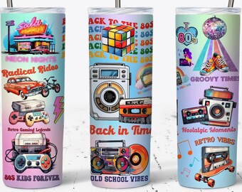 Love The 80's Tumbler Wrap, 20oz Skinny Tumbler Sublimation Designs Tumbler, PNG File Digital Download, 80 Tumbler Wrap, Remember The 80s
