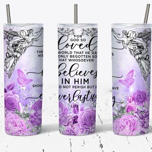 20oz Skinny Tumbler For God so Loved the World Sublimation Designs, Christian Bible Verse Tumbler Straight & Tapered PNG Digital Download