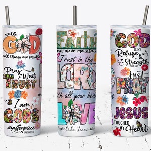 Christian Bible Verse Affirmations Sublimation Design, 20oz Skinny Tumbler Design, Bible Verse Tumbler PNG, Christian Tumbler Wrap