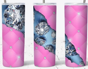 Glamour Diamonds Kinda Girl, 20oz Skinny Tumbler Sublimacja Designs PNG, Brokatowy Tumbler Sublimacja, Diamenty Tumbler Wrap, Luksusowy Design