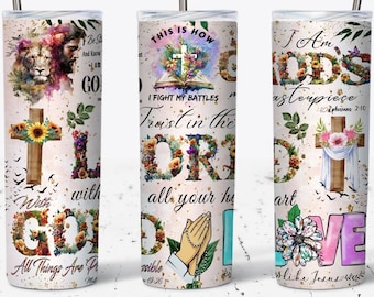 Christian Bible Verse Affirmations Sublimation Design, 20oz Skinny Tumbler Design, Bible Verse Tumbler Wrap, Christian Tumbler Wrap